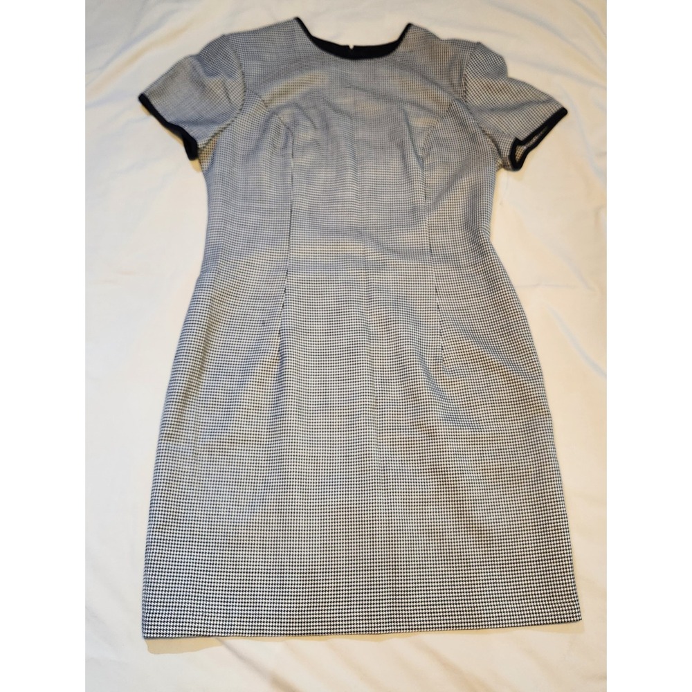 Misty Lane Houndstooth Dress Size 14‎ Black White Career Fitted Vintage